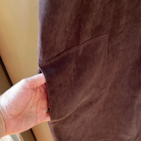 Westbound Sz 1X Chocolate Brown Faux Suede Jumper Maxi Dress - Picture 5 of 7